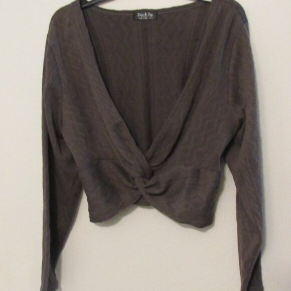 Jolie & Joy By FCT Cropped Twist Knot Knit Sweater Soft Grunge Women's 2X Brown - Picture 1 of 6